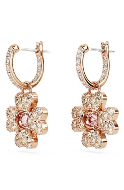Swarovski Women's Idyllia Rose Goldtone & Crystal Clover Drop Earrings In White/rose Gold
