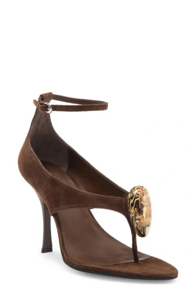 Jeffrey Campbell Bronzite Ankle Strap Sandal In Brown Suede