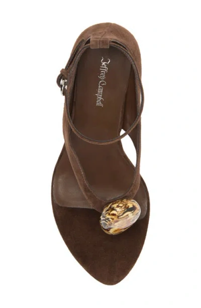 Jeffrey Campbell Bronzite Ankle Strap Sandal In Brown Suede