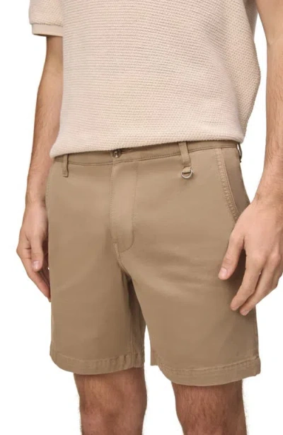 Warp & Weft Warp+weft Flat Front Stretch Cotton Twill Chino Shorts In Hazelnut