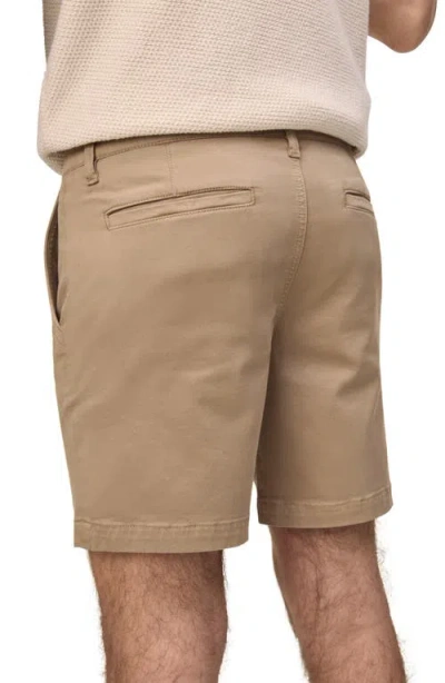 Warp & Weft Warp+weft Flat Front Stretch Cotton Twill Chino Shorts In Hazelnut