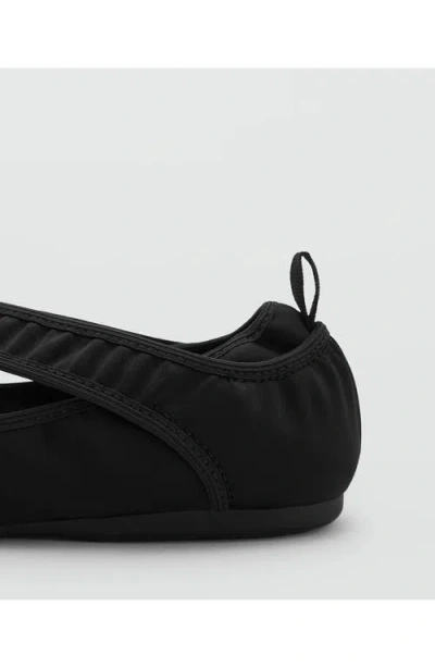 Mango Crossport Ballet Flat In Black