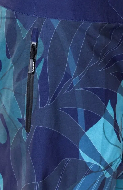 Vast Jungle Jims Leaf Print Gold Series Board Shorts In Navy Multi