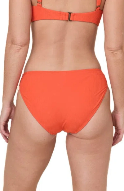 Andie Hipster Rib Bikini Bottoms In Vermillion