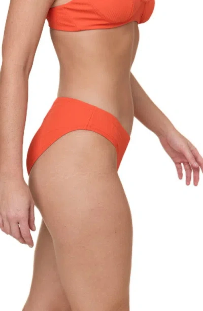 Andie Hipster Rib Bikini Bottoms In Vermillion