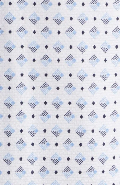 Mizzen + Main Mizzen+main Halyard Trim Fit Geo Print Short Sleeve Performance Button-up Shirt In Navy Layered Diamond