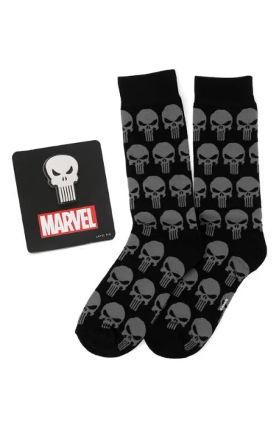 Cufflinks, Inc . Punisher Socks & Lapel Pin Set In Black