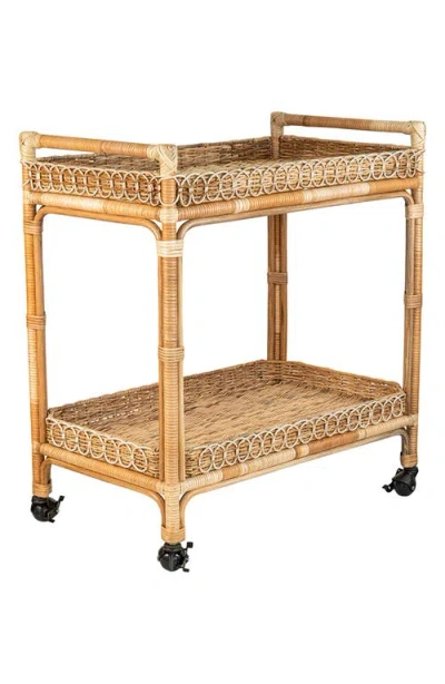 Juliska Provence Rattan Bar Cart In Natural/whitewash