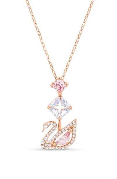Swarovski Crystal Swan Pendant Necklace In Pink