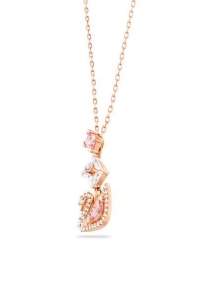 Swarovski Crystal Swan Pendant Necklace In Pink