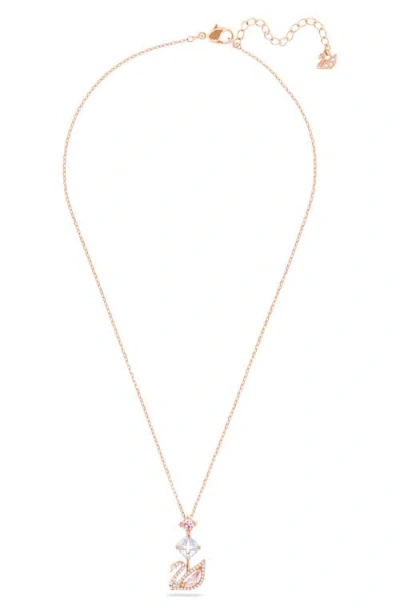 Swarovski Crystal Swan Pendant Necklace In Pink