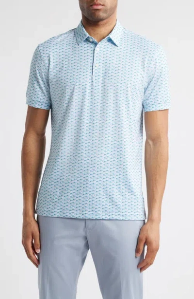 Mizzen + Main Mizzen+main Versa Trim Fit Palm Tree Print Performance Golf Polo In White Island Time