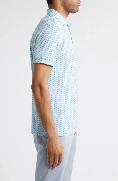 Mizzen + Main Mizzen+main Versa Trim Fit Palm Tree Print Performance Golf Polo In White Island Time