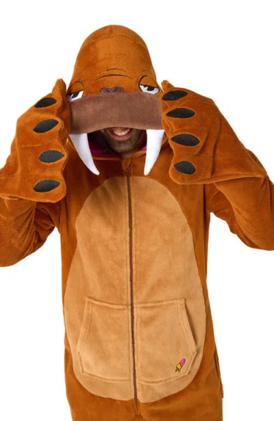 Opposuits Walrus Hooded Fleece Costume Jumpsuit In Beige
