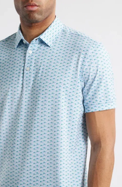 Mizzen + Main Mizzen+main Versa Trim Fit Palm Tree Print Performance Golf Polo In White Island Time