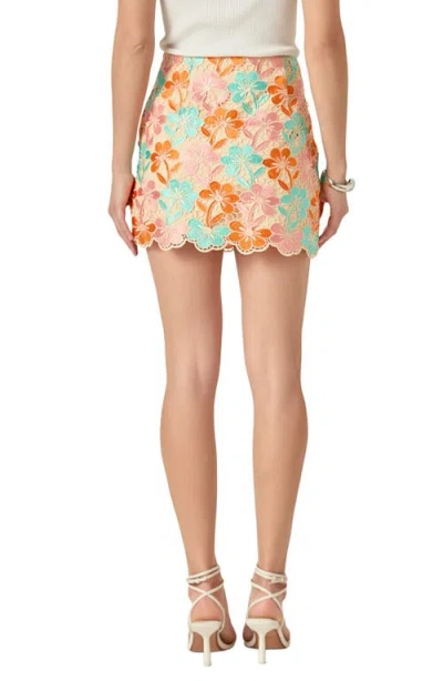 Endless Rose Floral Lace Miniskirt In Orange Multi