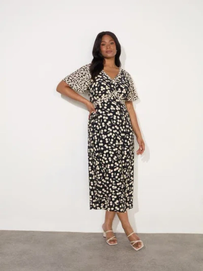 Live Unlimited Cherry Mono Print V-neck Midi Dress In Cherry Mono