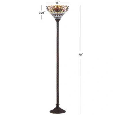 Jonathan Y Davis Tiffany-style 70" Torchiere Led Floor Lamp, Bronze In Bronze