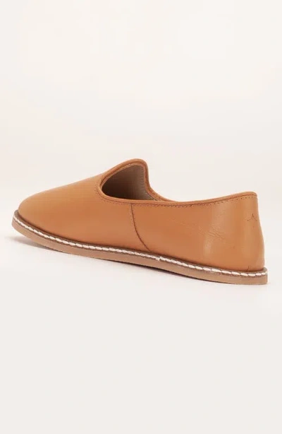 Forever & Always Shoes Dalya Leather Slip On Flats In Cognac Brown Leather