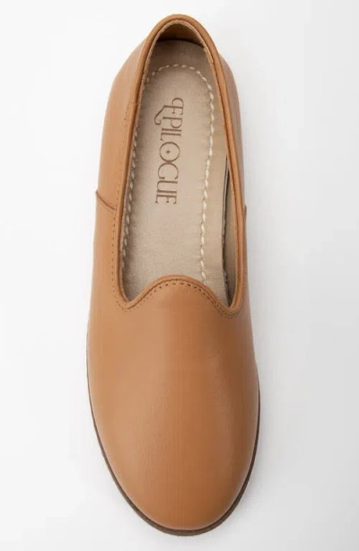 Forever & Always Shoes Dalya Leather Slip On Flats In Cognac Brown Leather