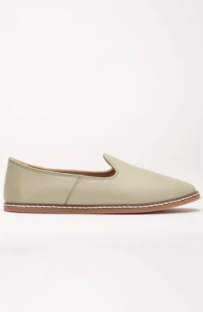 Forever & Always Shoes Dalya Leather Slip On Flats In Sage Green Leather