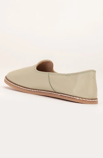 Forever & Always Shoes Dalya Leather Slip On Flats In Sage Green Leather