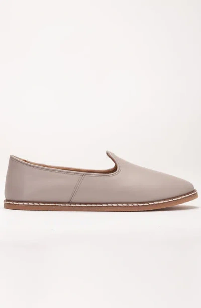 Forever & Always Shoes Dalya Leather Slip On Flats In Dark Beige Leather