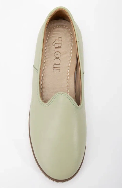 Forever & Always Shoes Dalya Leather Slip On Flats In Sage Green Leather