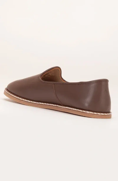 Forever & Always Shoes Dalya Leather Slip On Flats In Dark Brown Leather