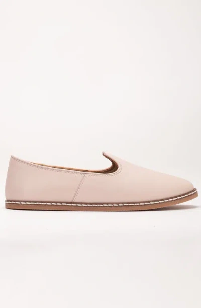 Forever & Always Shoes Dalya Leather Slip On Flats In Beige Leather