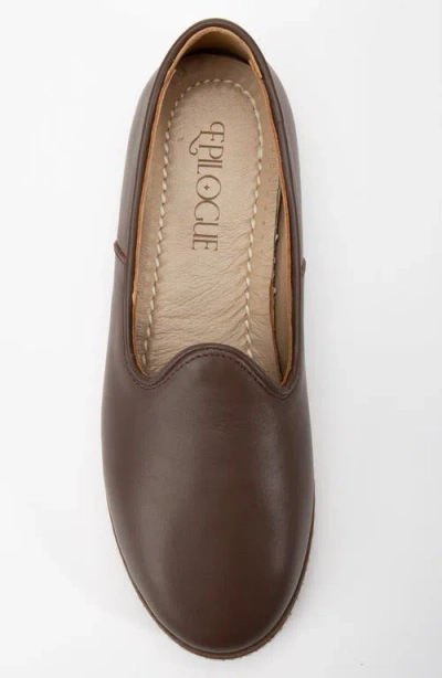 Forever & Always Shoes Dalya Leather Slip On Flats In Dark Brown Leather