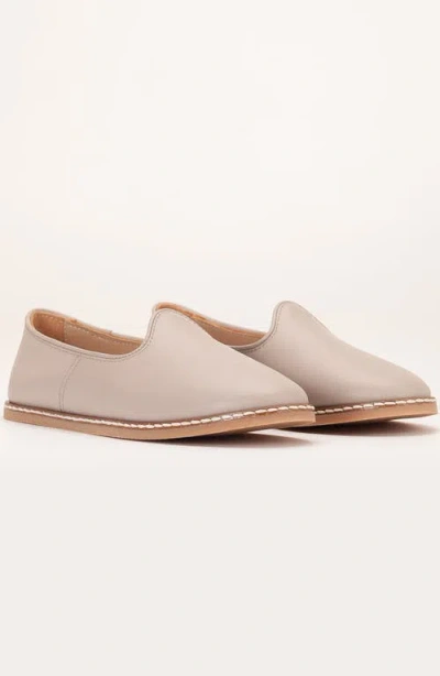 Forever & Always Shoes Dalya Leather Slip On Flats In Beige Leather