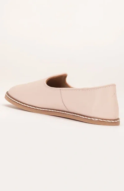 Forever & Always Shoes Dalya Leather Slip On Flats In Beige Leather