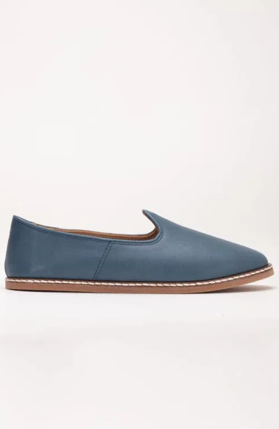Forever & Always Shoes Dalya Leather Slip On Flats In Blue Leather