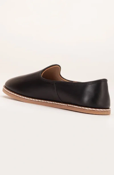 Forever & Always Shoes Dalya Leather Slip On Flats In Black Leather