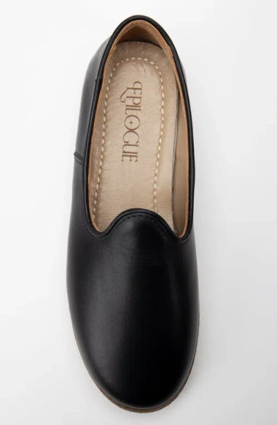 Forever & Always Shoes Dalya Leather Slip On Flats In Black Leather