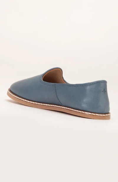 Forever & Always Shoes Dalya Leather Slip On Flats In Blue Leather