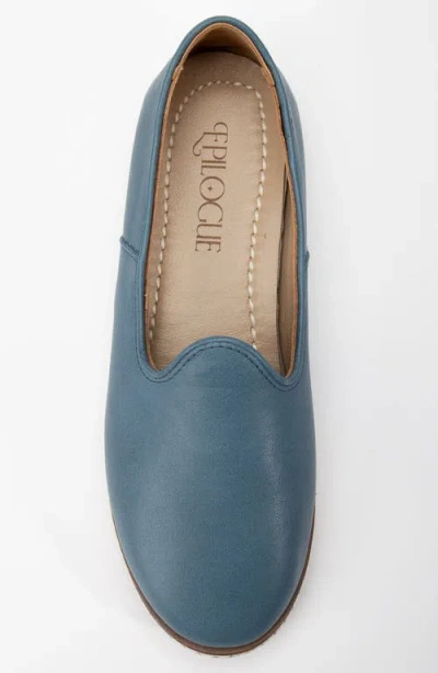 Forever & Always Shoes Dalya Leather Slip On Flats In Blue Leather
