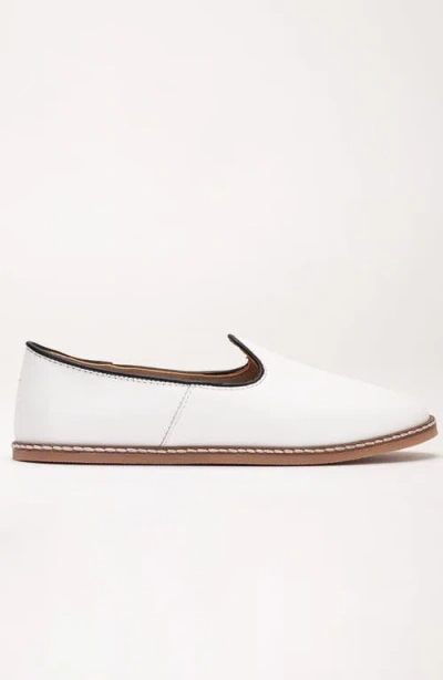 Forever & Always Shoes Dalya Leather Slip On Flats In White Leather