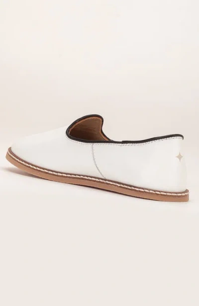 Forever & Always Shoes Dalya Leather Slip On Flats In White Leather