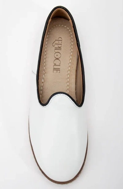 Forever & Always Shoes Dalya Leather Slip On Flats In White Leather