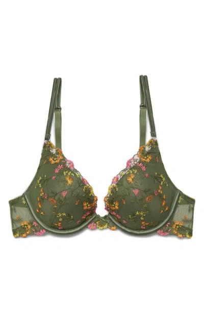 Etam Gourmandise No. 2 Underwire Plunge Push-up Bra In Green