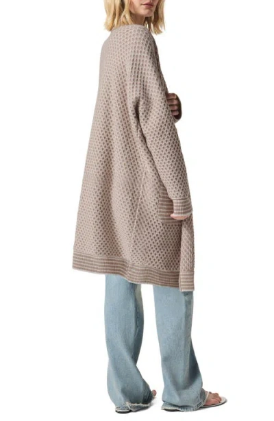 Splendid Davina Pattern Open Front Cardigan In Fawn/white