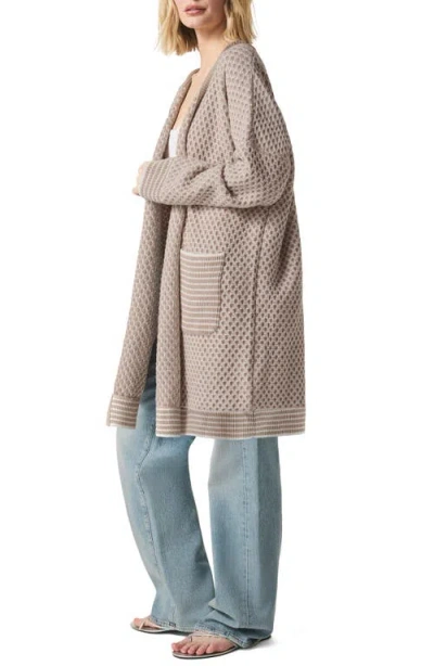 Splendid Davina Pattern Open Front Cardigan In Fawn/white