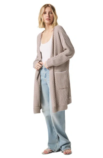 Splendid Davina Pattern Open Front Cardigan In Fawn/white