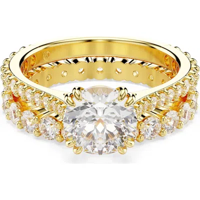 Swarovski Stilla Cocktail Ring Double Gold Shiny White In White/gold
