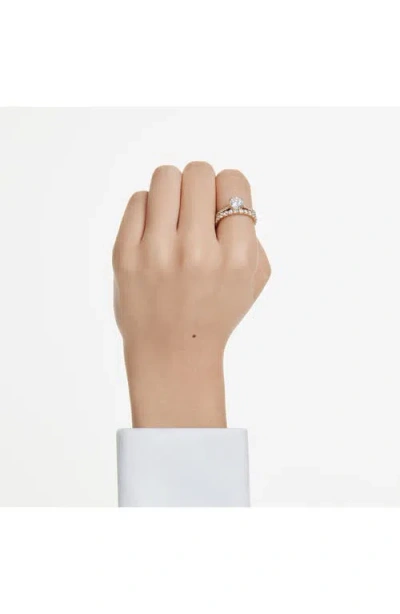 Swarovski Stilla Cocktail Ring Double Gold Shiny White In White/gold