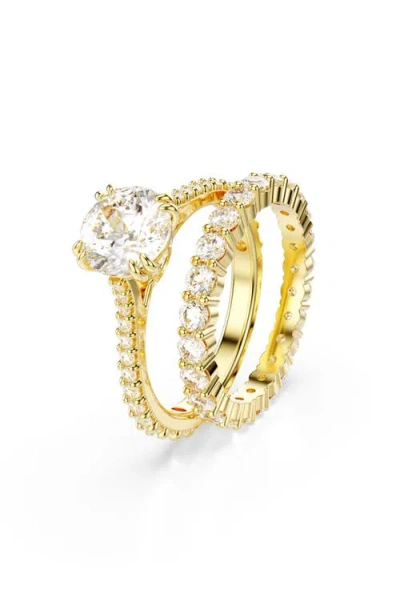 Swarovski Stilla Cocktail Ring Double Gold Shiny White In White/gold