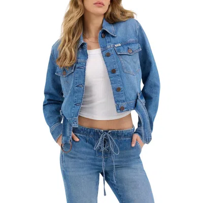 Wrangler Denim Moto Jacket In Blossoming