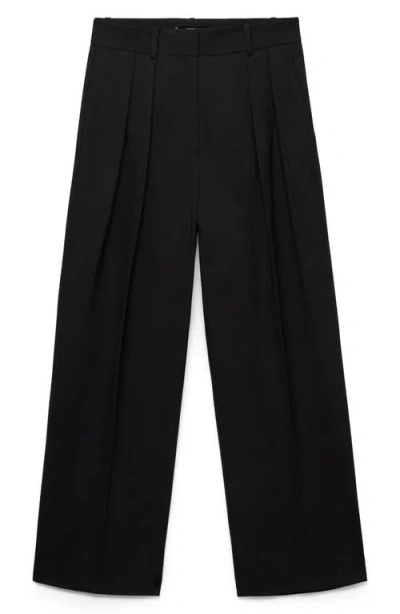 Shop Mango Pleated Wide Leg Pants In Black